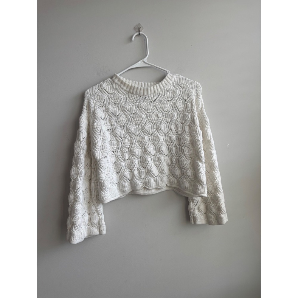 Moon & Madison White Textured Knit Sweater Womens Size Medium